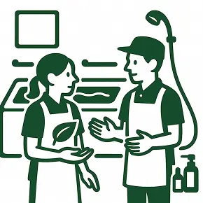 入浴介助の介護士たちのイラスト