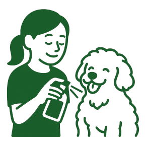 犬にスプレーするイラスト