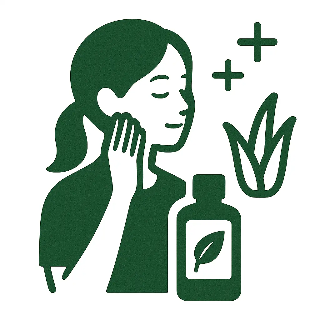 化粧水をつける女性のイラスト