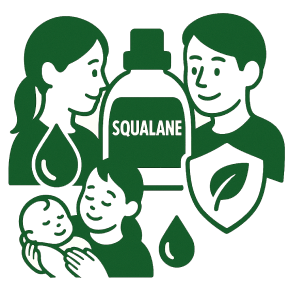 スクワランオイルを使用する人のイラスト